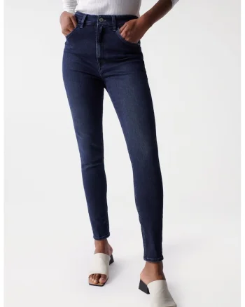 Blugi skinny fit cu talie inalta