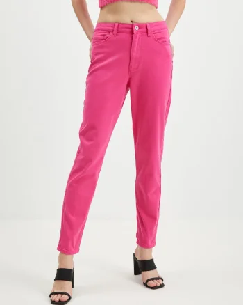 Blugi mom fit cu talie medie