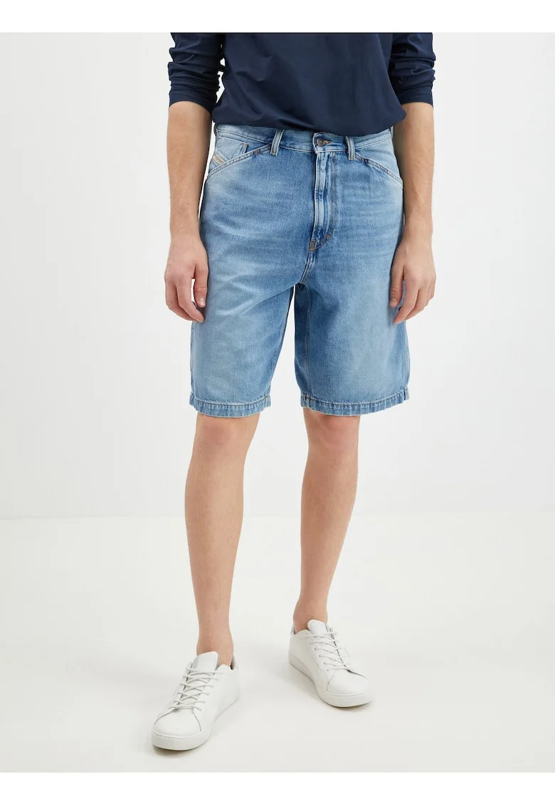 Pantaloni scurti din denim cu talie inalta cu 5 buzunare