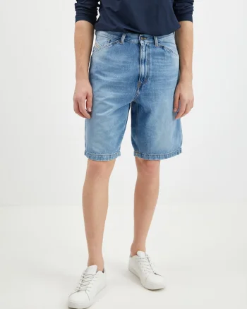 Pantaloni scurti din denim cu talie inalta cu 5 buzunare
