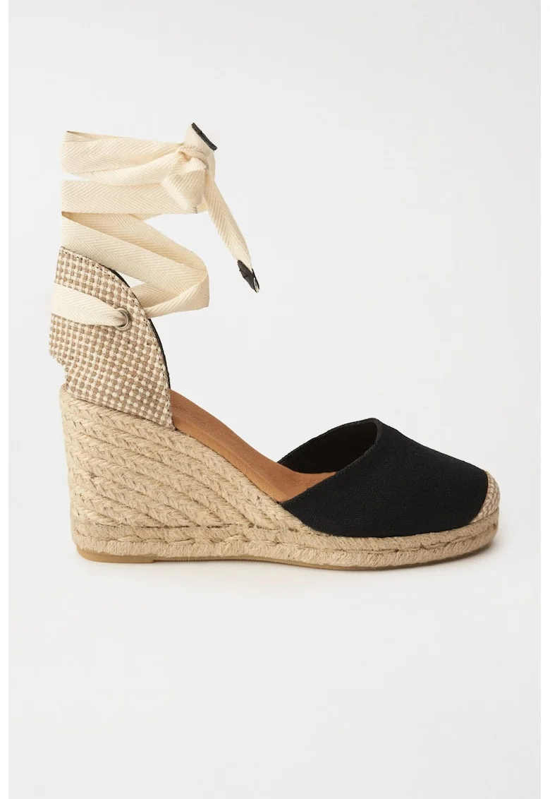 Sandale cu talpa wedge din bumbac