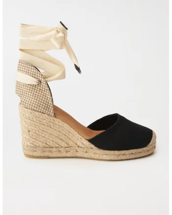 Sandale cu talpa wedge din bumbac