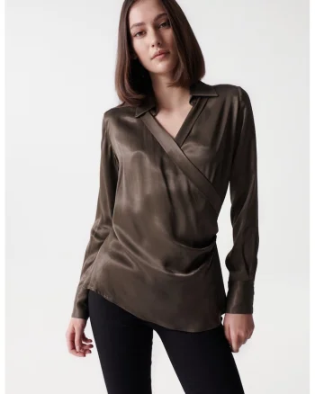 Bluza din satin cu drapaj