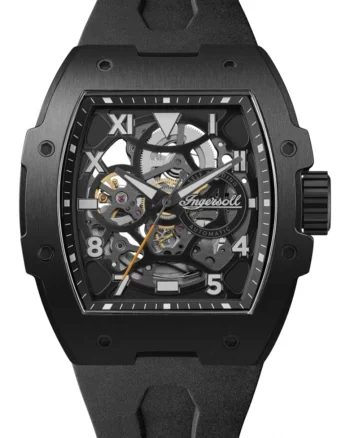 Ceas de barbati  I15302, clasic negru, skeleton