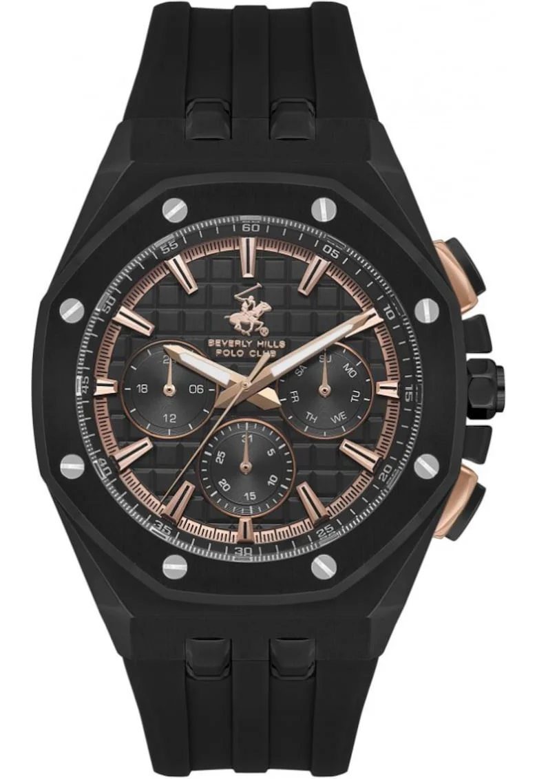 Ceas de barbati BEVERLY HILLS BP3624X.651, negru, stil fashion