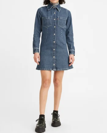 Rochie camasa din denim mini,