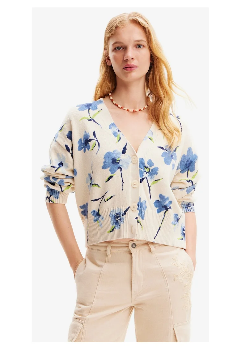 Cardigan cu print floral,