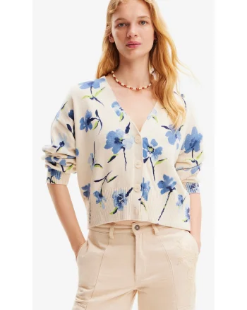 Cardigan cu print floral,