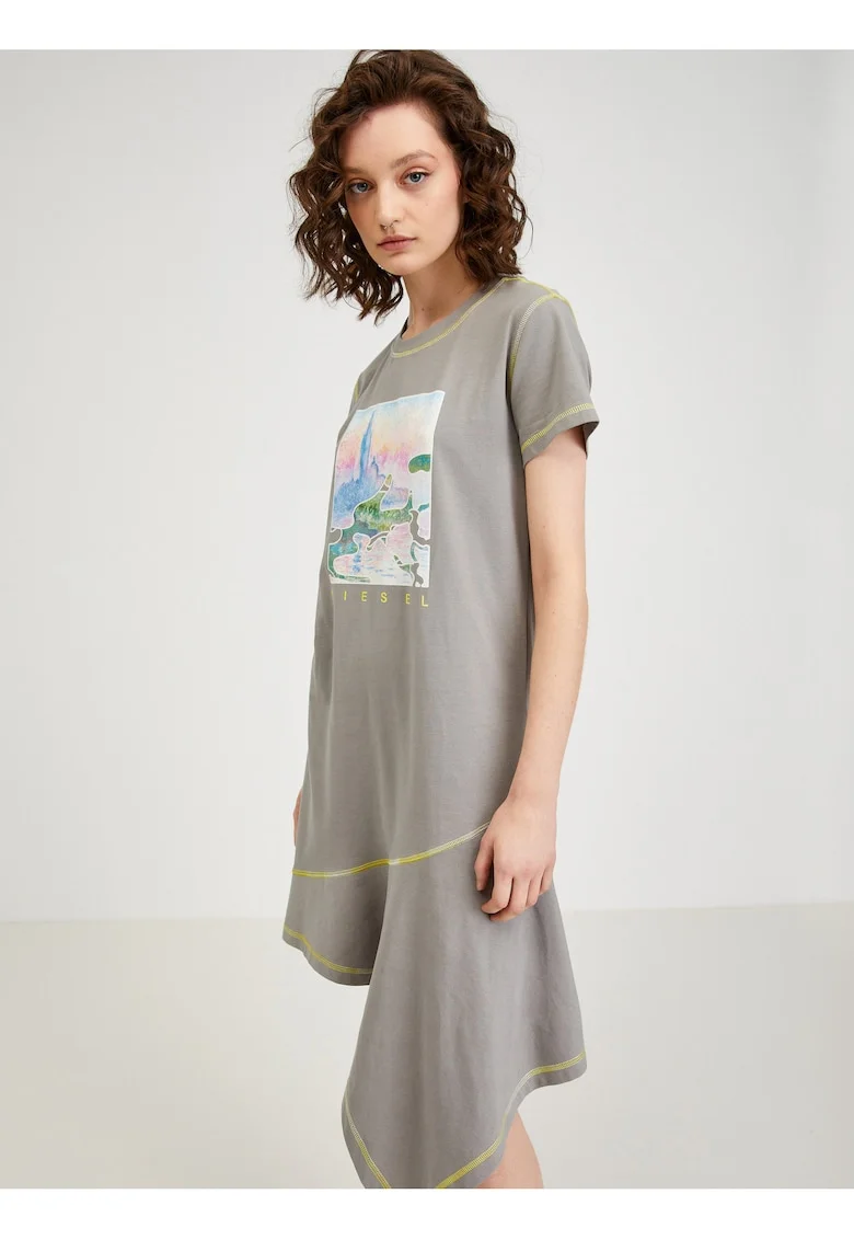 Rochie asimetrica cu print