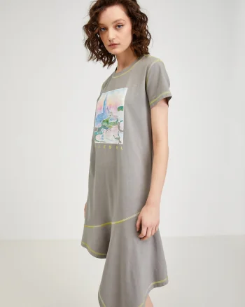 Rochie asimetrica cu print