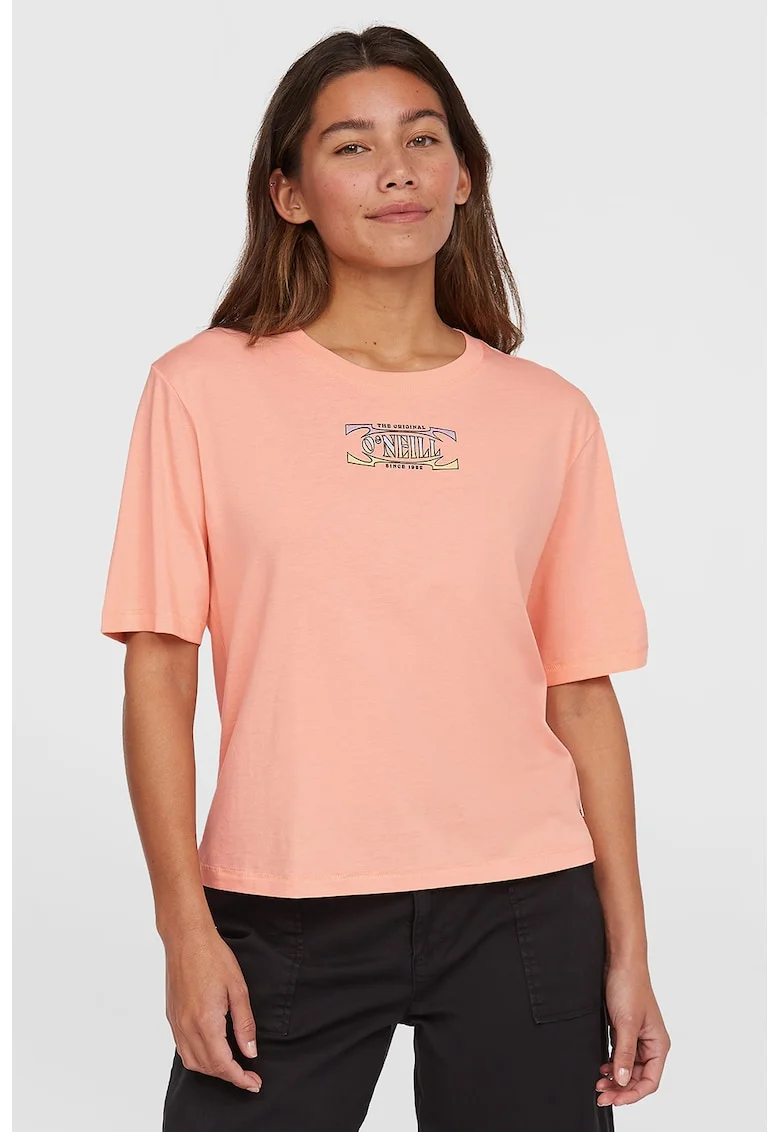 Tricou de bumbac cu imprimeu, Piersica