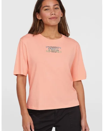 Tricou de bumbac cu imprimeu, Piersica