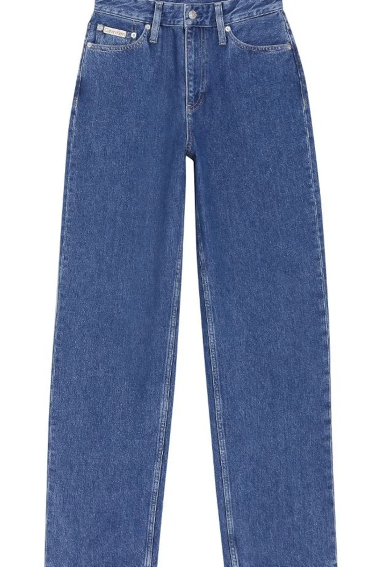 Blugi dama  talie inalta, picior drept, denim, bumbac