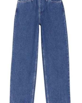 Blugi dama  talie inalta, picior drept, denim, bumbac