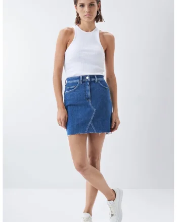 Fusta mini din denim Glamour,