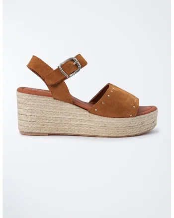 Sandale espadrile wedge din piele intoarsa