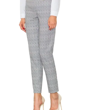 Pantaloni dama  M515, model geometric, poliester, Gri