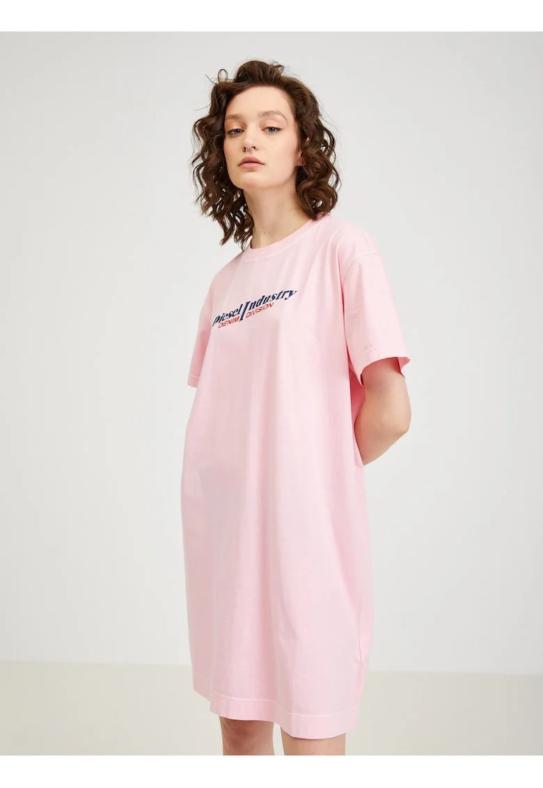 Rochie din bumbac lejera cu imprimeu text