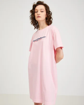 Rochie din bumbac lejera cu imprimeu text