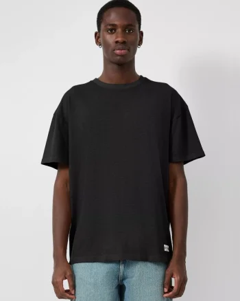 Q/S by s.Oliver Tricou la baza gatului barbati, din jerseu, Relaxed fit, Negru, Negru