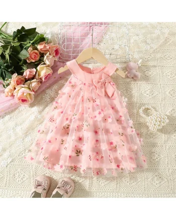 Rochie Roz Fetite cu Floricele Valeria