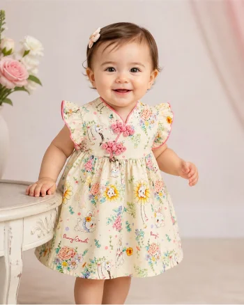 Rochita Fetite Imprimeu Iepurași și Flori Salome