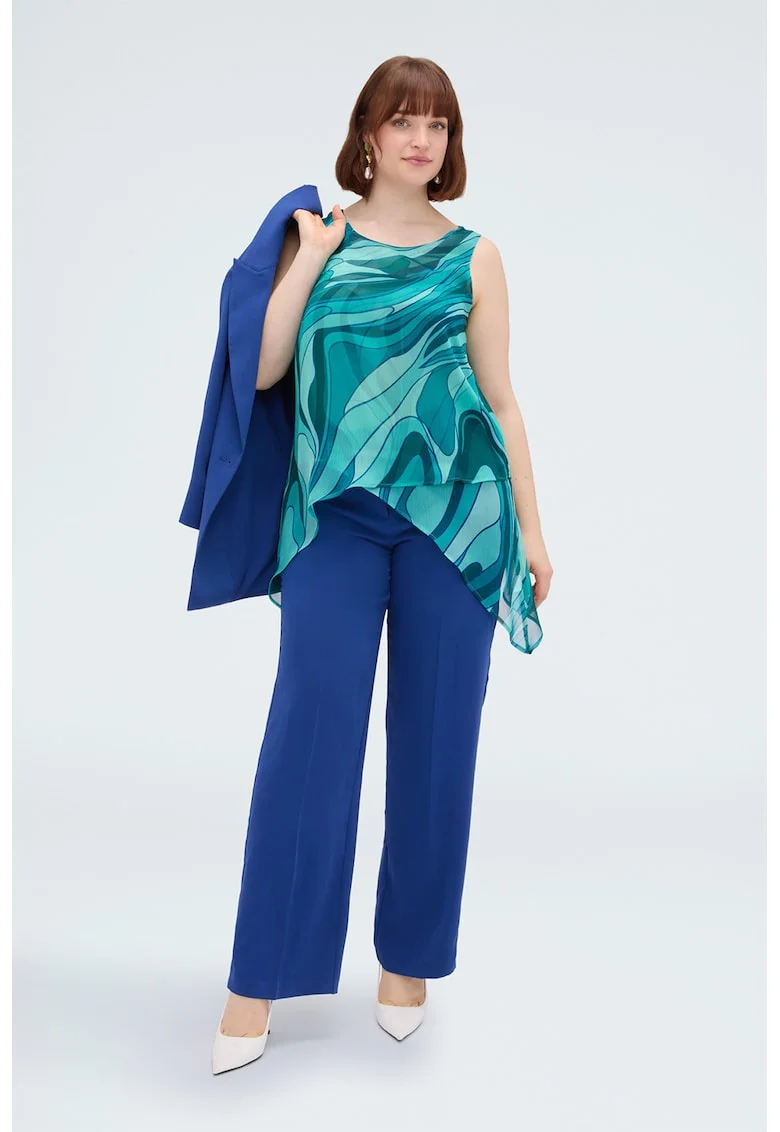 Bluza cu terminatie asimetrica si model, Verde