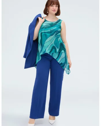 Bluza cu terminatie asimetrica si model, Verde
