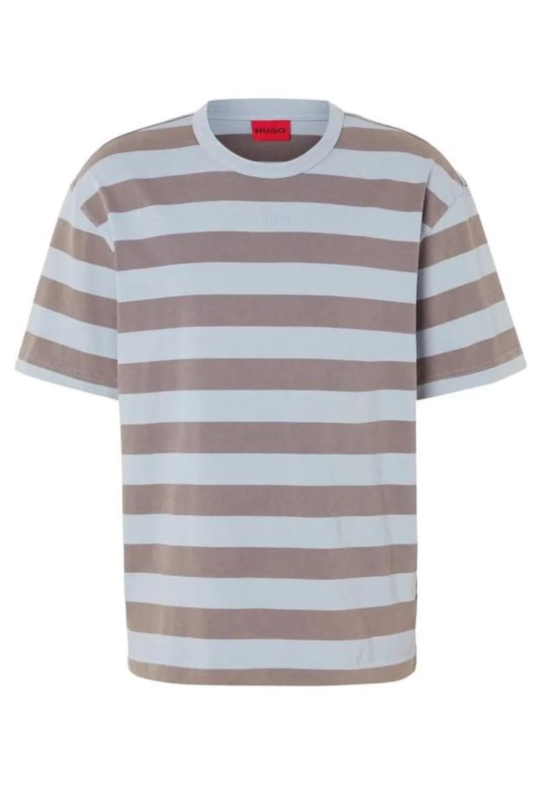 Tricou cu model in dungi, Albastru azur
