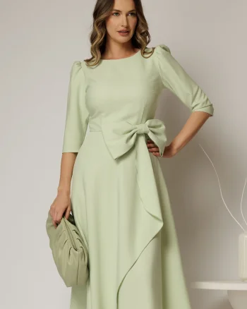 Rochie DY Fashion verde menta cu funda ampla in talie