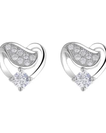 Cercei argint 925, JW729, model inima, placati cu rodiu