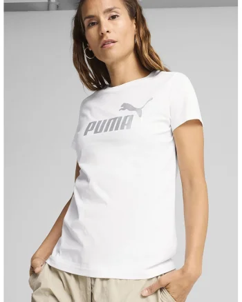 Tricou din bumbac cu imprimeu logo, Alb optic/Argintiu