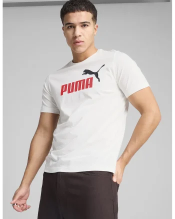 Tricou cu decolteu la baza gatului si imprimeu logo Essentials 2, Rosu/Negru/Alb murdar