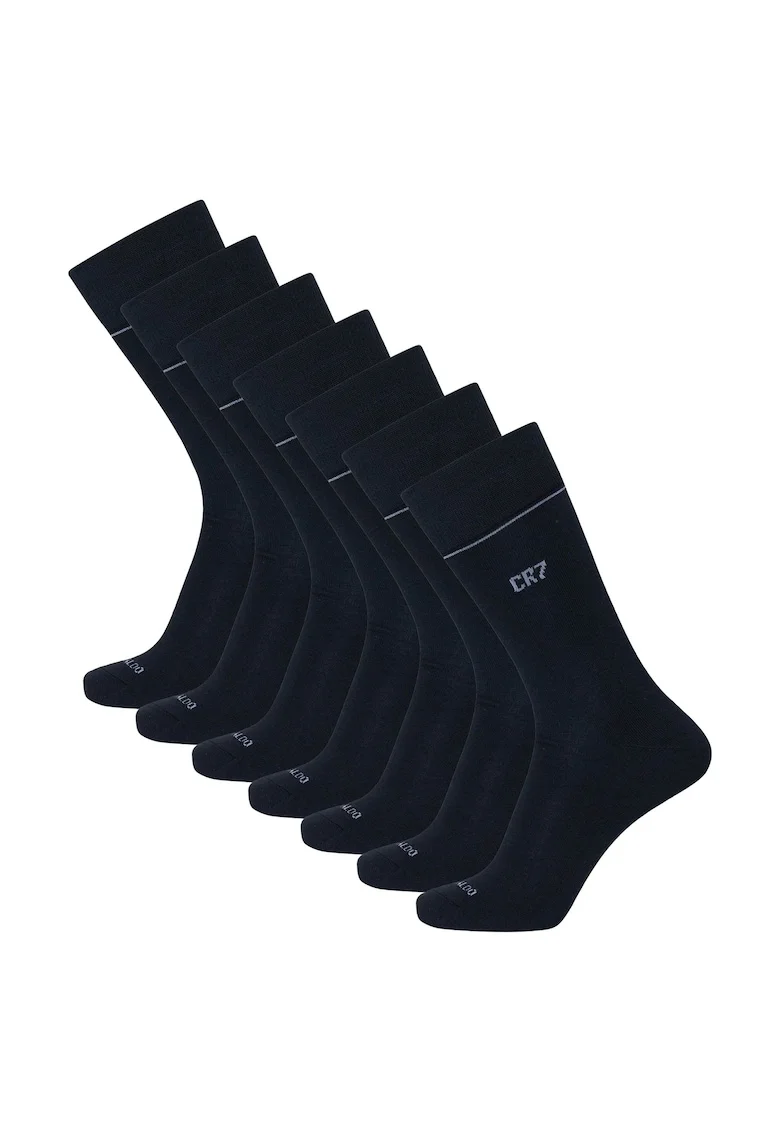 Set de sosete lungi cu logo - 7 perechi, Negru