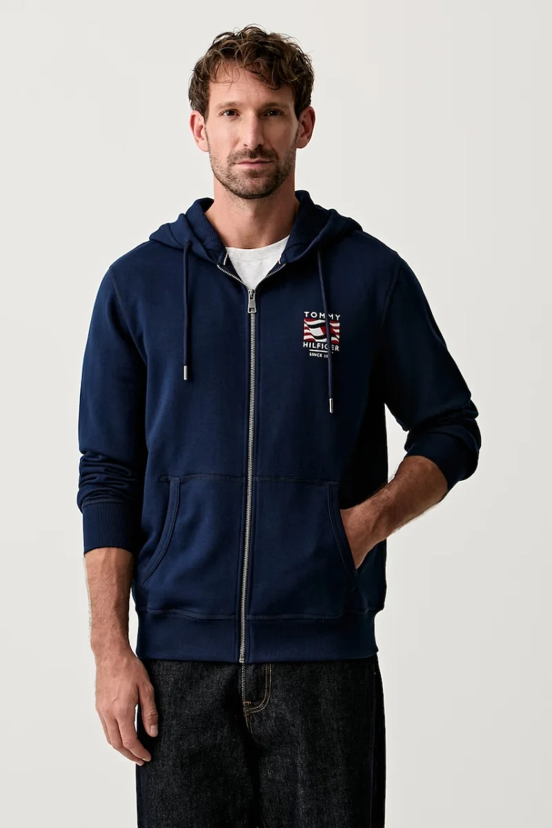 Tommy Hilfiger hanorac cu glugă pentru bărbați din bumbac