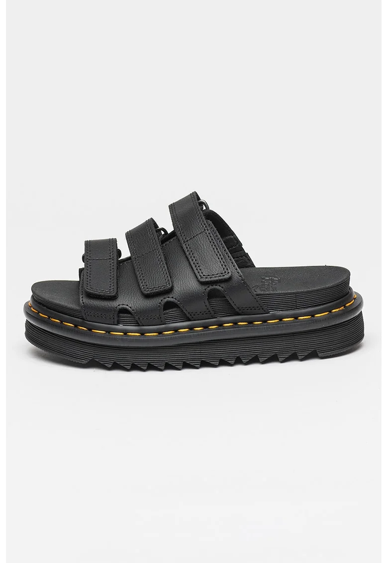 Papuci din piele Athena, Negru