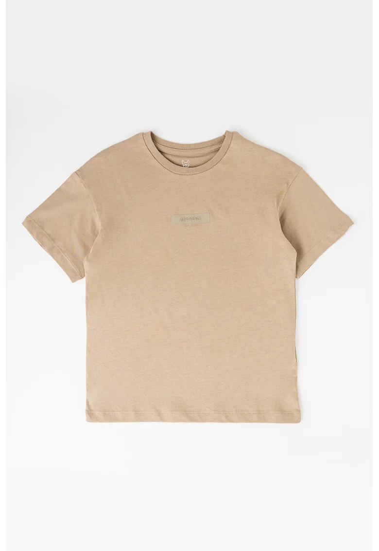 Tricou de bumbac cu text, Kaki