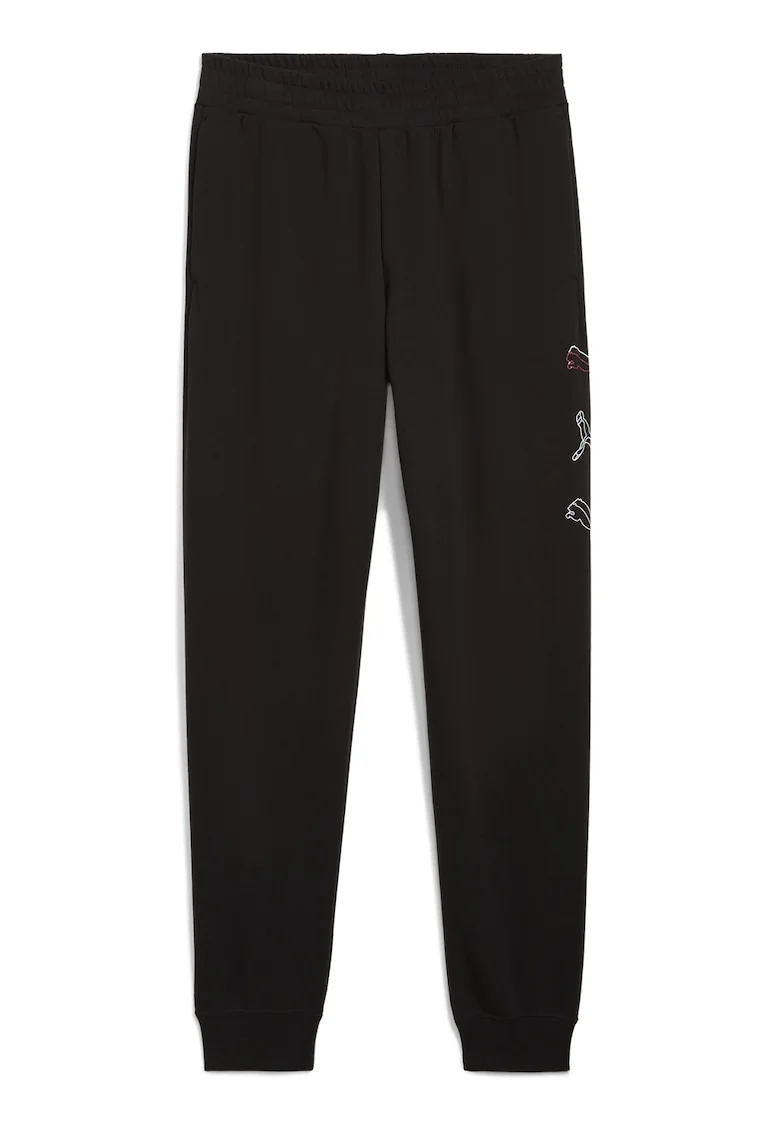 Pantaloni de trening din amestec de bumbac cu croiala conica, Negru