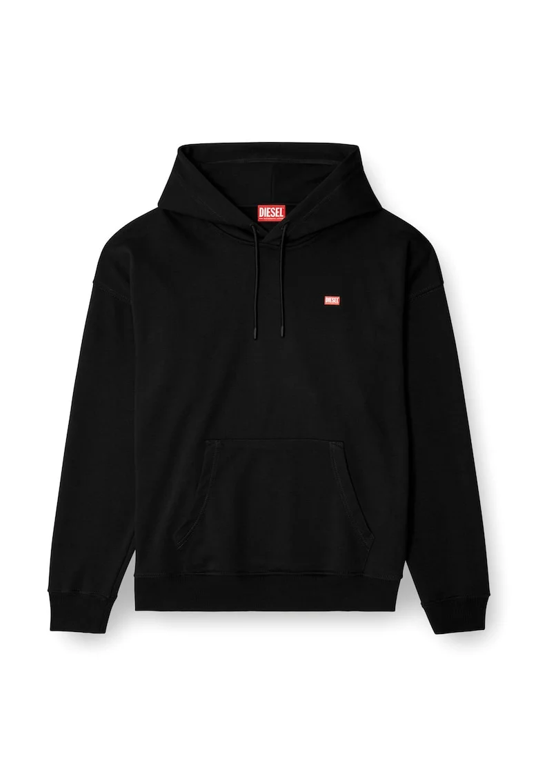 Hanorac din amestec de bumbac cu buzunare kangaroo, Negru