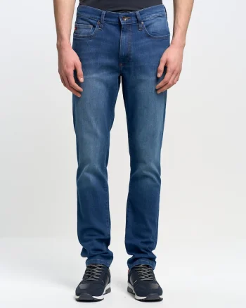 Blugi conici cu aspect decolorat Terry