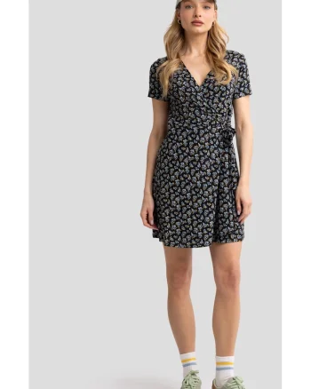Rochie din modal cu imprimeu floral Rihatana, Negru