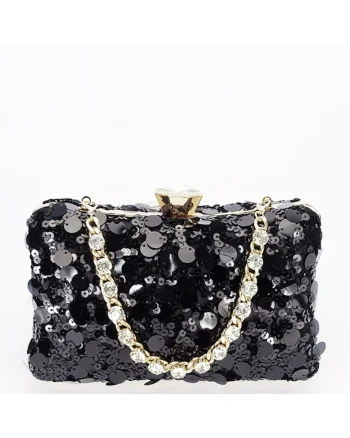 Geanta clutch neagra cu paiete BYH-896 05 17326, Negru