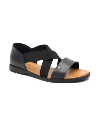 Sandale dama,  394945, Piele naturala, Negru