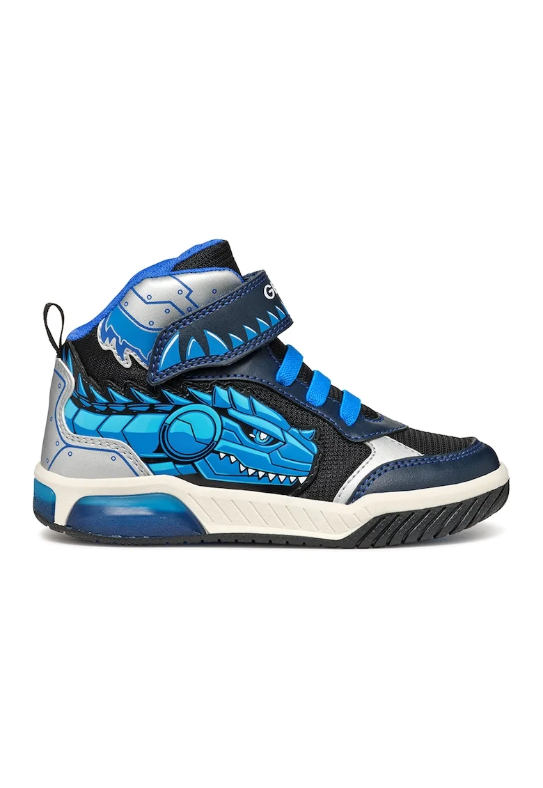 Pantofi sport cu LED-uri si velcro, Albastru deschis/Bleumarin
