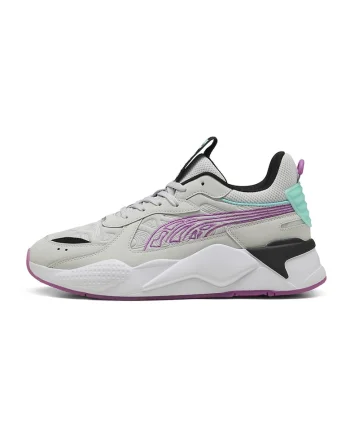 Pantofi sport cu insertii textile, Gri/Albastru aquamarin/Roz
