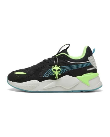 Pantofi sport cu insertii textile, Negru/Verde lime