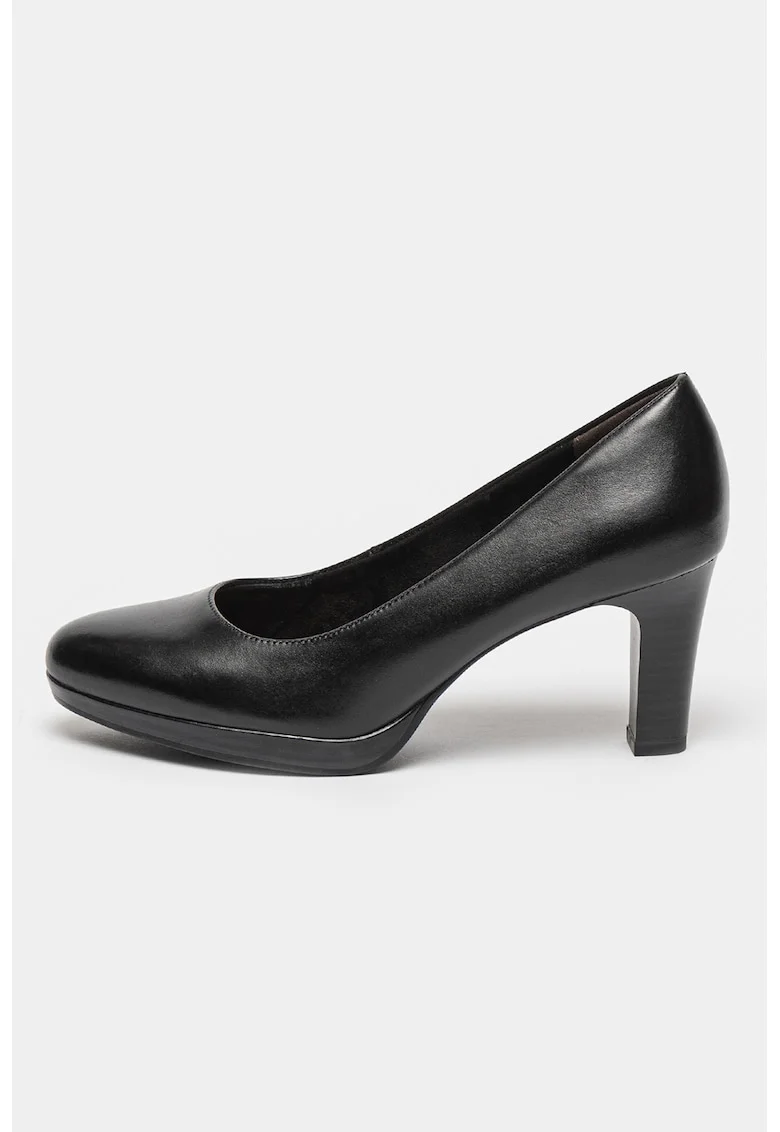 Pantofi de piele cu toc masiv23, Negru