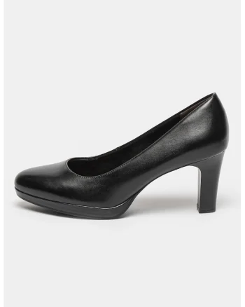 Pantofi de piele cu toc masiv23, Negru