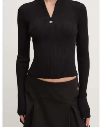 Bluza uni cu guler scurt,