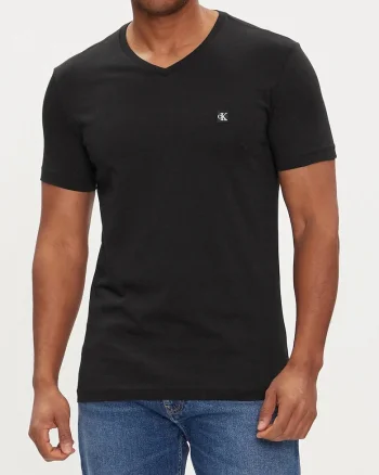 Tricou din bumbac cu decolteu in v,